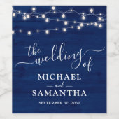 シンプルエレガントブルーウッド素朴結婚ズ ワインラベル (シングルラベル)