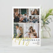 シンプルエレガントブルーハッピーハヌッカフォトコラージュ シーズンカード (スタンド正面)