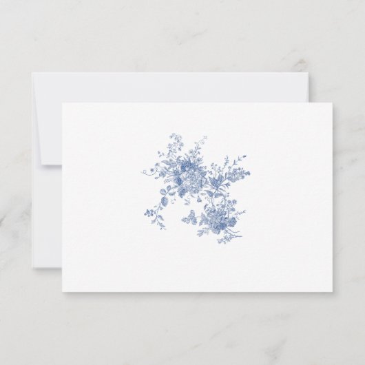 シンプルエレガントブルーフランスのガーデン結婚フローラ 出欠カード (裏面)