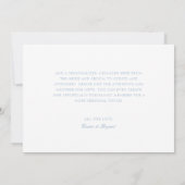 シンプルエレガントブルー&ホワイトリージェンシー結婚エラ サンキューカード (裏面)