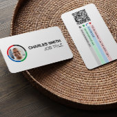 シンプルエレガントプロフェッショナルカラフル写真QRコード 名刺