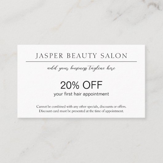 シンプルエレガントプロフェッショナルミニマルQRコードモダン 割引カード (正面)