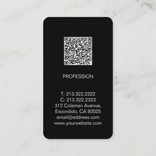 シンプルエレガントプロフェッショナル写真QRコード 名刺 (裏面)