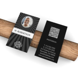 シンプルエレガントプロフェッショナル写真QRコード 名刺