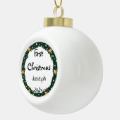 シンプルエレガントベビーカスタマイズ初めてのクリスマス セラミックボールオーナメント (右)