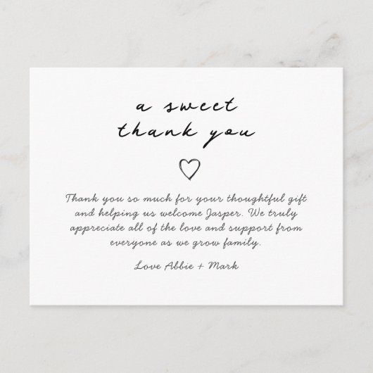 シンプルエレガントベビーサンキューカード ポストカード (正面)