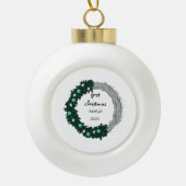 シンプルエレガントベビー初めてのクリスマス セラミックボールオーナメント (正面)