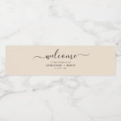 シンプルエレガントベージュとブラック結婚ズ ペットボトルラベル (シングルラベル)