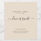 シンプルエレガントベージュとブラック結婚ズ ワインラベル (シングルラベル)