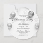 シンプルエレガントホワイトとシルバーのクリスマスパーティー 招待状 (正面)