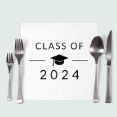 シンプルエレガントホワイトクラス2025卒業パーティー スタンダードランチョンナプキン