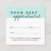 シンプルエレガントホワイトブルー美しいアポイントメントカード 予約カード (正面)