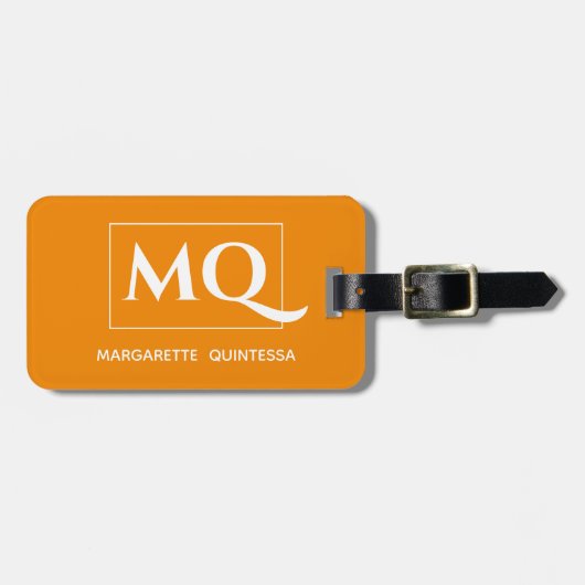 シンプルエレガントミカンとホワイトモノグラム ラゲッジタグ (正面横)