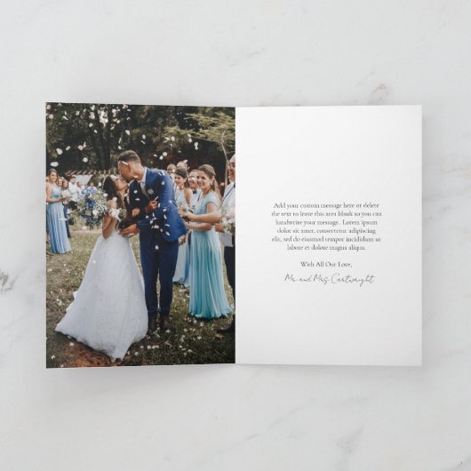 シンプルエレガントミニマクラシックルの写真結婚の サンキューカード (内部)