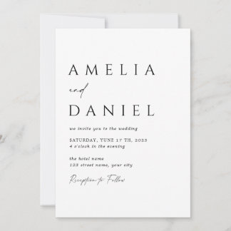 シンプルエレガントミニマモダン結婚者 招待状