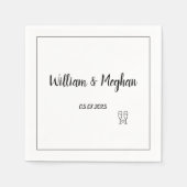 シンプルエレガントミニマリスト結婚ブラックスクリプト昼寝 スタンダードカクテルナプキン (正面)