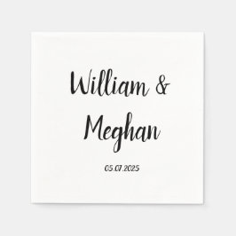 シンプルエレガントミニマリスト結婚ブラックスクリプト昼寝 スタンダードカクテルナプキン