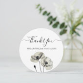 シンプルエレガントミニマリズム白黒ポピー サンキューカード (スタンド正面)