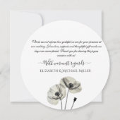 シンプルエレガントミニマリズム白黒ポピー サンキューカード (裏面)