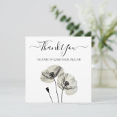 シンプルエレガントミニマリズム白黒ポピー サンキューカード (スタンド正面)