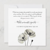 シンプルエレガントミニマリズム白黒ポピー サンキューカード (裏面)