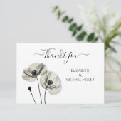 シンプルエレガントミニマリズム白黒ポピー サンキューカード (スタンド正面)