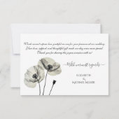 シンプルエレガントミニマリズム白黒ポピー サンキューカード (裏面)