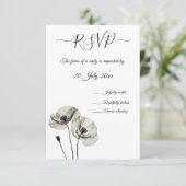 シンプルエレガントミニマリズム白黒ポピー 出欠カード (スタンド正面)