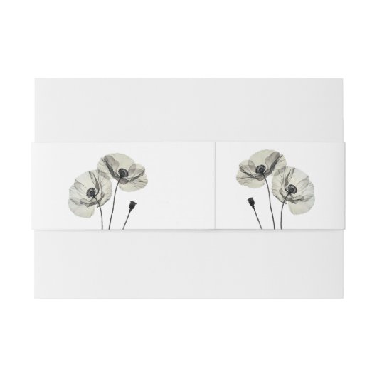 シンプルエレガントミニマリズム白黒ポピー 招待状ベリーバンド (裏面例)