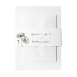 シンプルエレガントミニマリズム白黒ポピー 招待状ベリーバンド