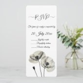 シンプルエレガントミニマリズム白黒ポピー 招待状 (スタンド正面)