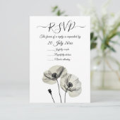 シンプルエレガントミニマリズム白黒ポピー 招待状 (スタンド正面)