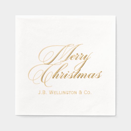 シンプルエレガントミニマルなメリークリスマス名#3 箔ナプキン (正面)