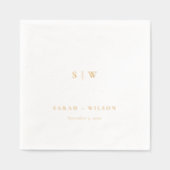 シンプルエレガントミニマルタイポグラフィモノグラム結婚ズ 箔ナプキン (正面)