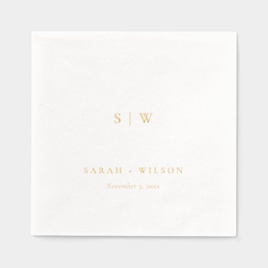 シンプルエレガントミニマルタイポグラフィモノグラム結婚ズ 箔ナプキン (正面)