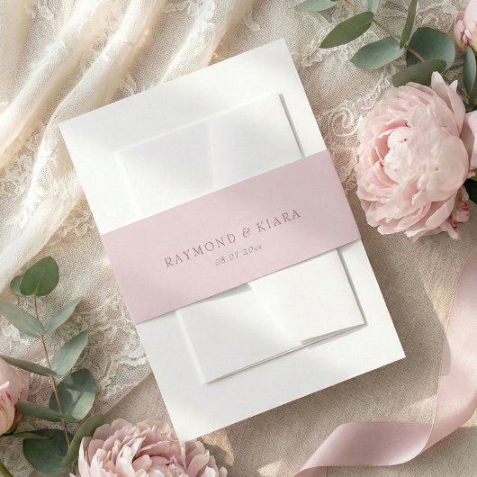 シンプルエレガントミニマルダスキピンク結婚ズ 招待状ベリーバンド