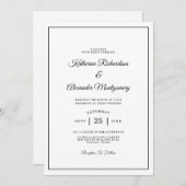 シンプルエレガントミニマルフォーマルス結婚ト 招待状 (正面/裏面)