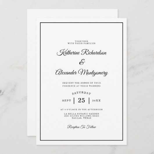 シンプルエレガントミニマルフォーマルス結婚ト 招待状