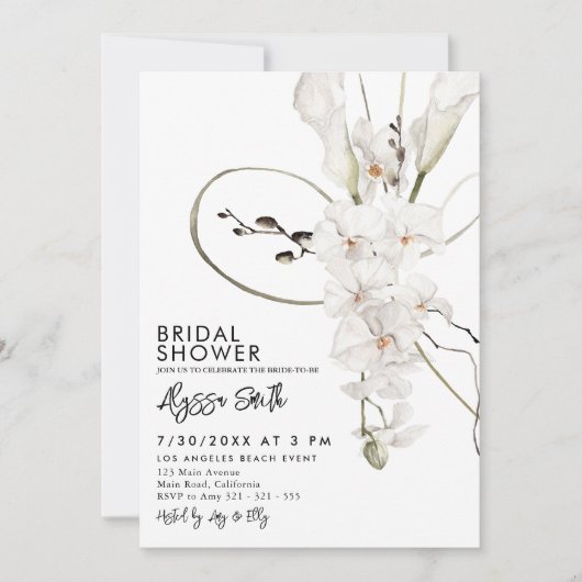 シンプルエレガントミニマルブライダルシャワー 招待状 (正面)