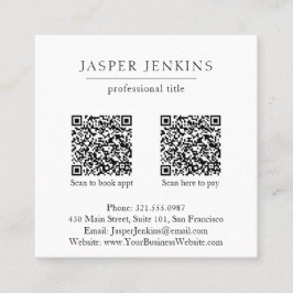 シンプルエレガントミニマルプロフェッショナルモダンQRコード スクエア名刺