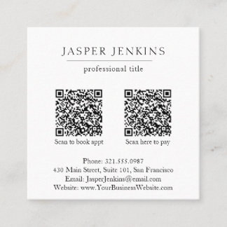 シンプルエレガントミニマルプロフェッショナルモダンQRコード スクエア名刺