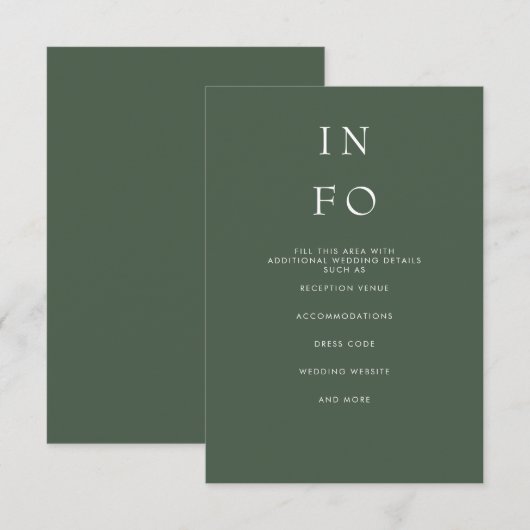 シンプルエレガントミニマルモダング結婚・グリーン エンクロージャーカード (正面/裏面)