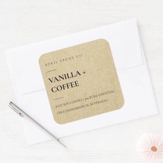 シンプルエレガントミニマルモダンOCHER LINEN YELLOW スクエアシール (封筒)