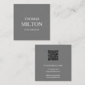 シンプルエレガントミニマルモダンQRコード スクエア名刺 (正面/裏面)