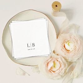 シンプルエレガントミニマルモノグラムイニシャル結婚ズ スタンダードカクテルナプキン