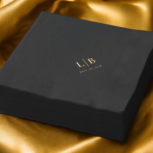 シンプルエレガントミニマルモノグラムイニシャル結婚ズ 箔ナプキン