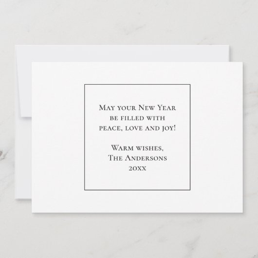 シンプルエレガントミニマル新年の写真あいさつ シーズンカード (裏面)