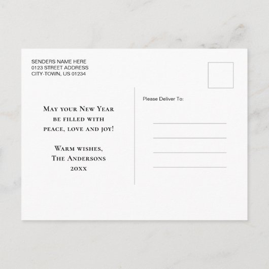 シンプルエレガントミニマル新年の写真あいさつ シーズンポストカード (裏面)