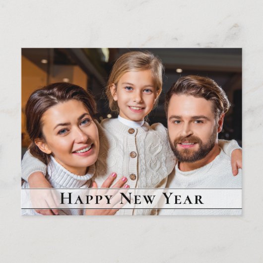 シンプルエレガントミニマル新年の写真あいさつ シーズンポストカード (正面)