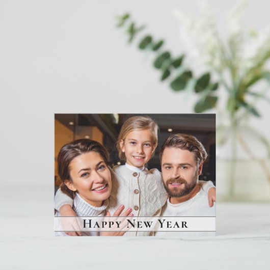 シンプルエレガントミニマル新年の写真あいさつ シーズンポストカード (スタンド正面)